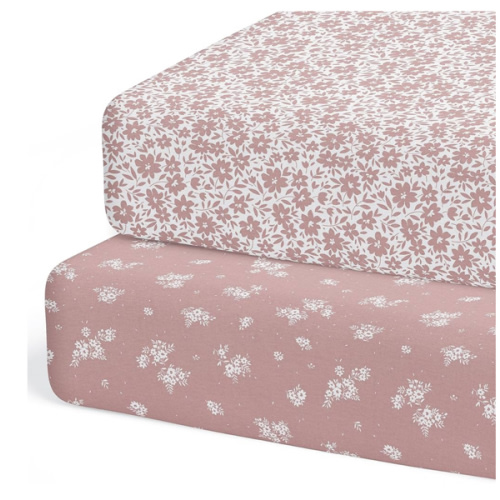 Crib Sheets Neutral - Fitted Baby Crib Sheets Bed for Girl Boy - 2 Pack Standard & Toddler Mattress (Antique Rose) - Buttery Soft Organic Cotton Blend