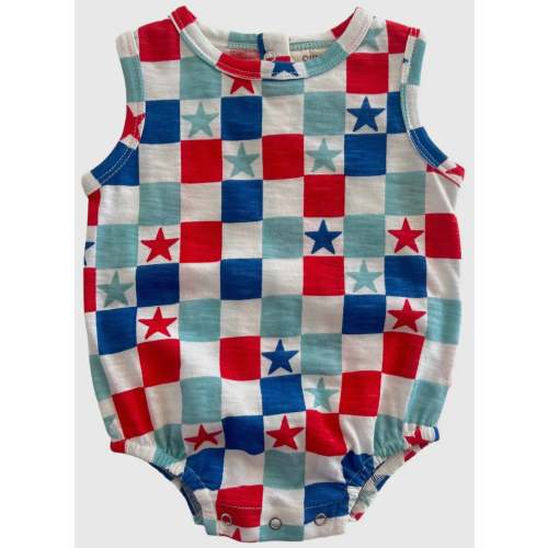 patriotic checkered bubble romper