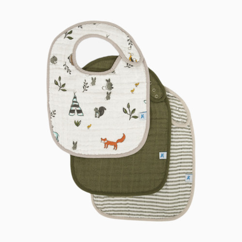 Cotton Muslin Classic Bib (3 Pack) - Forest Friends