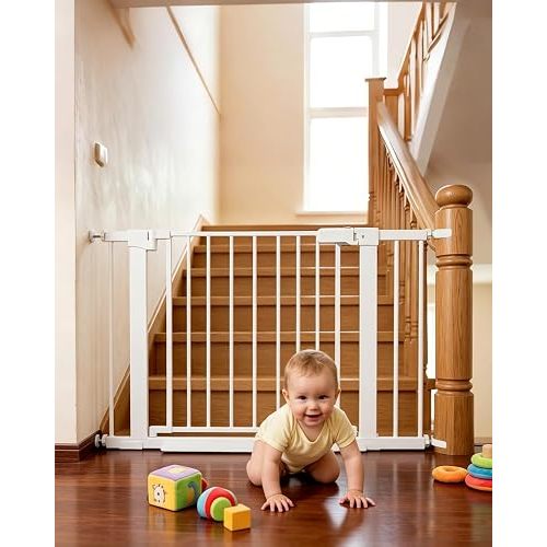 Miumoon 29.5"-46" Pressure Mounted Baby Gate for Stairs & Doorways