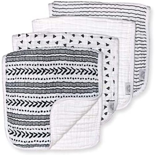 Muslin Burp Cloths - 4 Pack of Burp Rags, Burping Cloths, Burp Clothes - Large Absorbent Unisex Spit Up Rags for Boys and Girls - Gender Neutral Set or Registry Gift for Babies