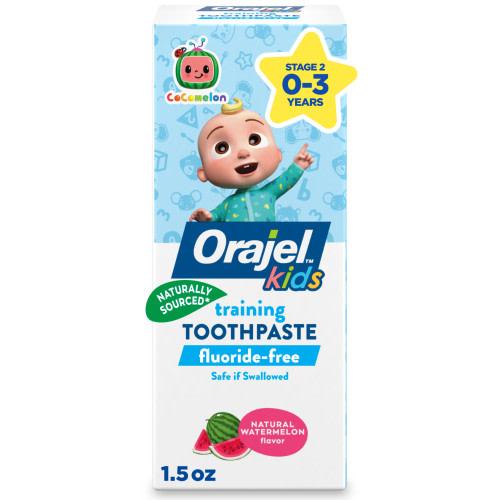 Orajel Kids CoComelon Training Toothpaste Fluoride-Free, Natural Watermelon Flavor, 1.5 oz