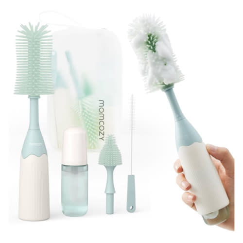 Amazon.com: Momcozy Bottle Brush Kit, Innovative Push-Press Design for Better Cleaning - Baby Bottle Cleaner Brush for Baby Bottle, Breast Pumps, Nipples, and More - Can Generate Foam for Better Cleaning, Green : Baby