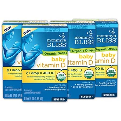 Mommy's Bliss Organic Baby Vitamin D Drops, Promotes Healthy Growth and Bone Development, Supports Immunity, Age Newborn+, 45 Servings 0.055 Ounce (Pack of 4)