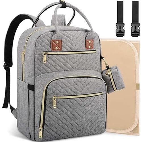 Baby Diaper Bag Backpack, Travel Diaper Bags for Baby Girl Boy Large Capacity Baby Bag Backpack for Women Grey