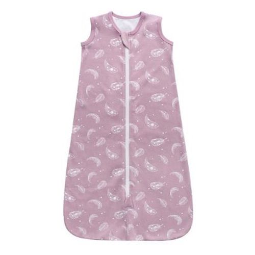 Owlivia Baby Organic Cotton 0.5tog Wearable Blanket, Sleepsack with 2-Way Zipper - Feather Mauve, 0-12 Months