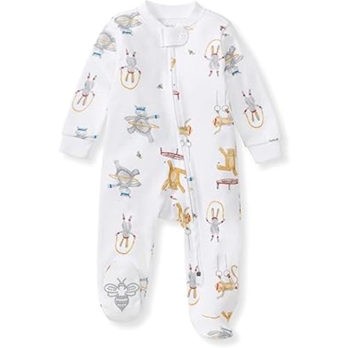 Burt's Bees Baby Baby Girls Pajamas, Zip Front Non-Slip Footed Sleeper Pjs, 100% Organic Cotton