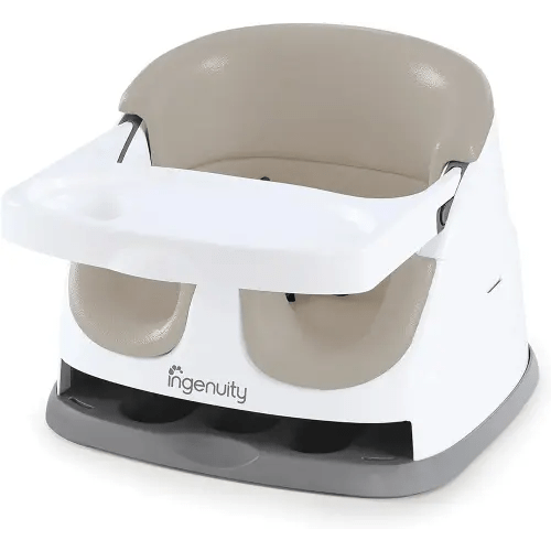 Ingenuity Baby Base 2-in-1 Booster Feeding and Floor Seat with Self-Storing Tray - Cashmere