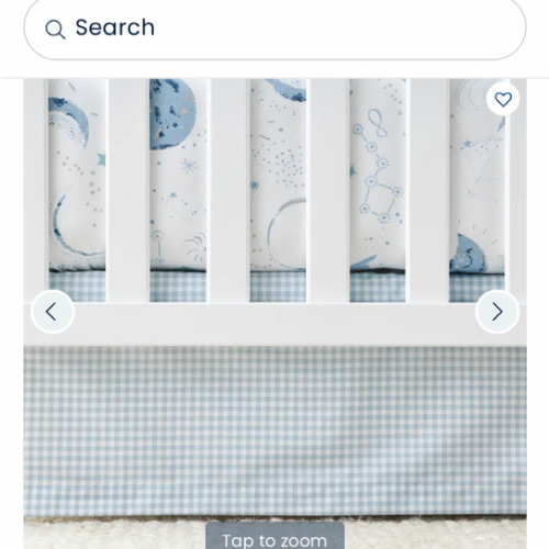 Ditsy Gingham Classic Cool Organic Cotton Percale Tailored Crib Skirt