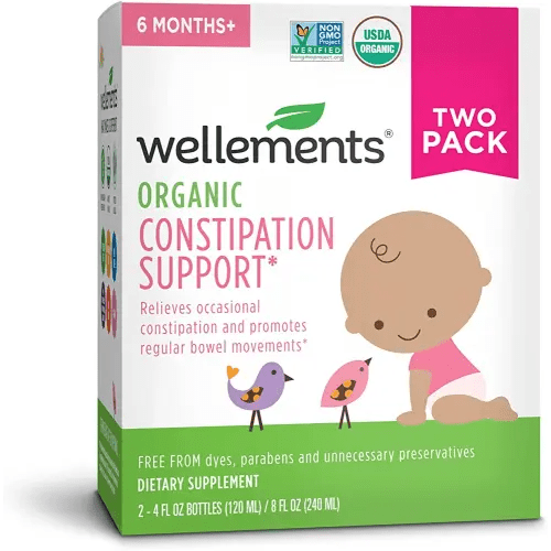 wellements Organic Baby Constipation Support Relieves Occasional Constipation for Infants & Toddlers, No Harsh Laxatives, USDA Certified Organic, 4 Fl Oz (Pack of 2), 6 Months +