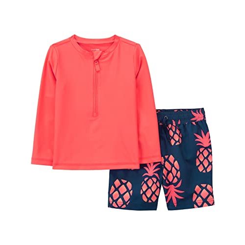 Simple Joys by Carter's Toddlers and Baby Boys' Swimsuit Trunk and Rashguard Set