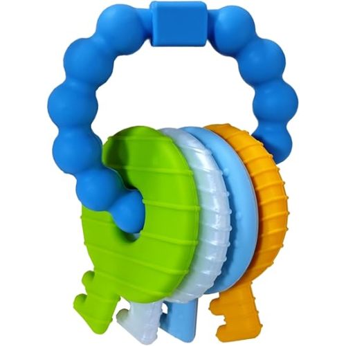 Baby Keys Teether Toys,Silicone Teething Toys for 3-18+ Months,Teething Keys Toy for Infants-Soft & Raised Texture to Soothe Gums,BPA Free (4Colors)