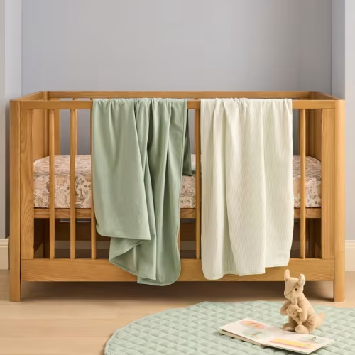 Adairs Kids - Organic Cotton Jersey Green Stripe Swaddles Pack of 2 | Adairs