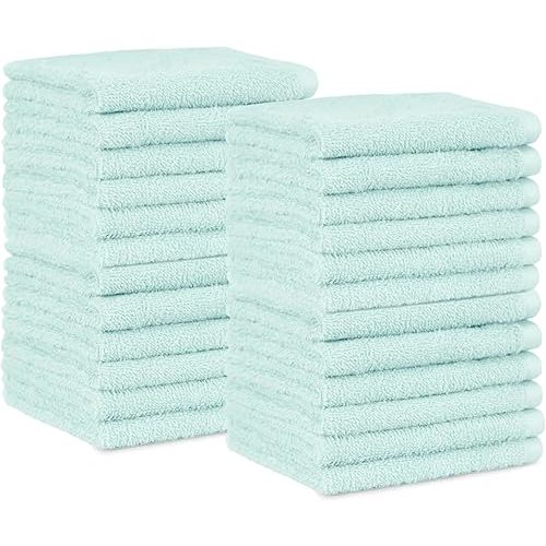 Amazon Basics face Towels, 100% Cotton Ice Blue