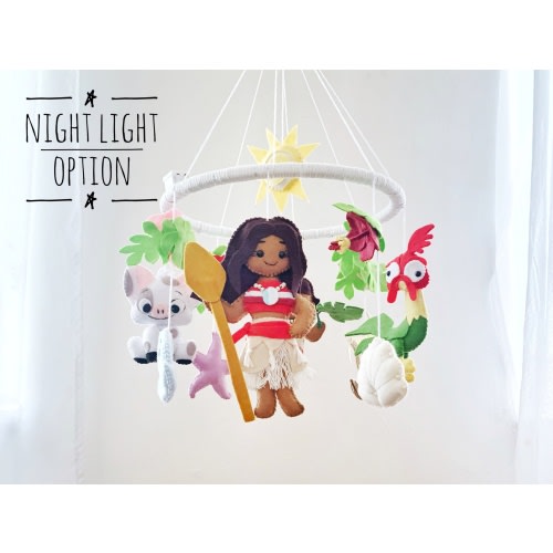 Moana nursery baby crib mobile Disney Princess mobile nursery decor girl gift Hawaii beach baby mobile Ocean crib mobile