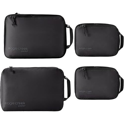 Eagle Creek Pack-It Isolate Carry-On Set - Compact Compression Cube Set for Optimizing Luggage Space - Convenient Top Handle - Internal Storage Divider - Water-Resistant - Washable - Black