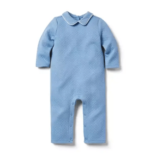 Newborn Soft Blue Baby Collared Quilted One-Piece by Janie and Jack