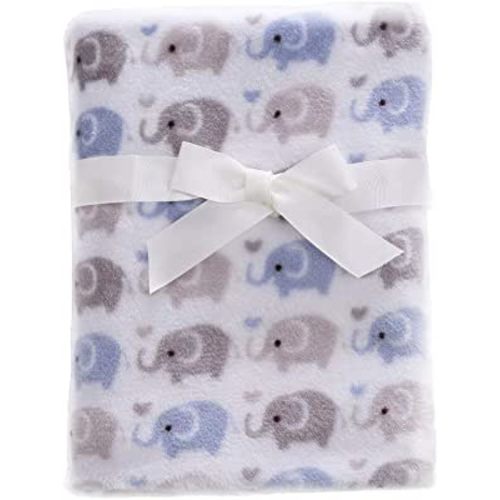 CREVENT 30"X40" Cute Lightweight Silky Cozy Warm Baby Blanket for Boys Infant Toddler Newborn Unisex Crib Cot Stroller, Baby Shower, Summer Spring - Blue Elephant