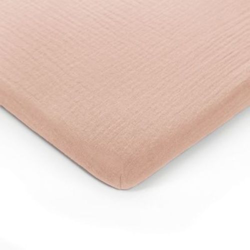 Muslin Fitted Bassinet Crib Sheet, Extra Soft 100% Muslin Cotton Bassinet Sheets by Comfy Cubs - Blush