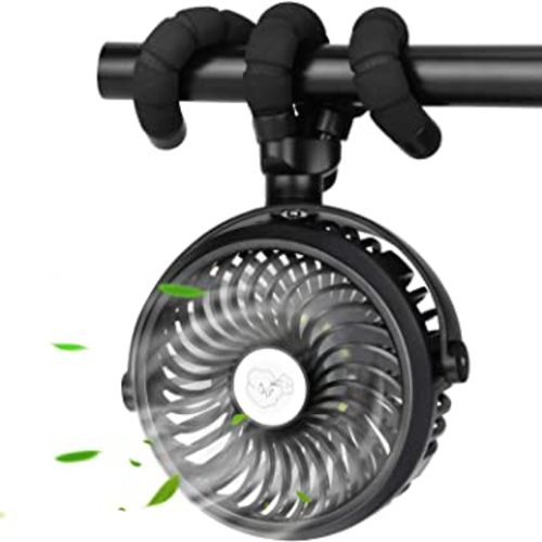 TDONE Stroller Fan Mini Portable Fan USB Personal Fan Long Working Handheld Fan 12pcs LED Camping Fan Battery Operated Fan Clip on Fan for Stroller Travel