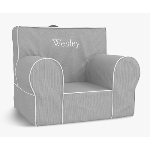 My First Gray with White Piping Anywhere Chair® | Toddler Armchair | Pottery Barn Kids