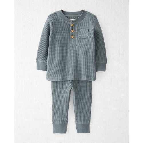 Baby Waffle Knit Set Made with Organic Cotton in Aqua Slate - Little Planet | Carter's