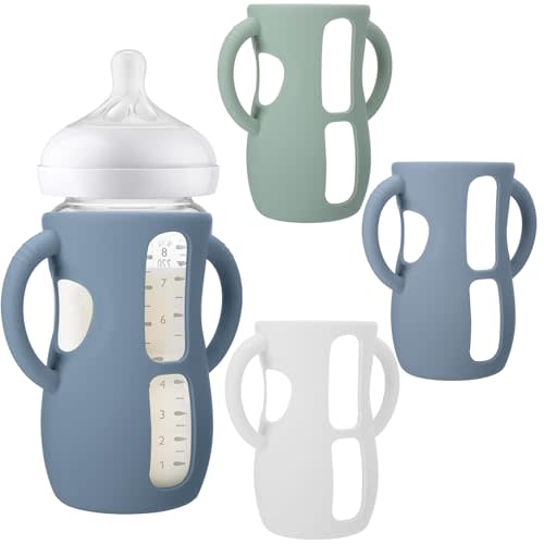 BUSOHA 3 Pack Silicone Sleeves for Avent Natural Glass Baby Bottles - Anti-Breakage Bottle Holder, Compatible with Avent