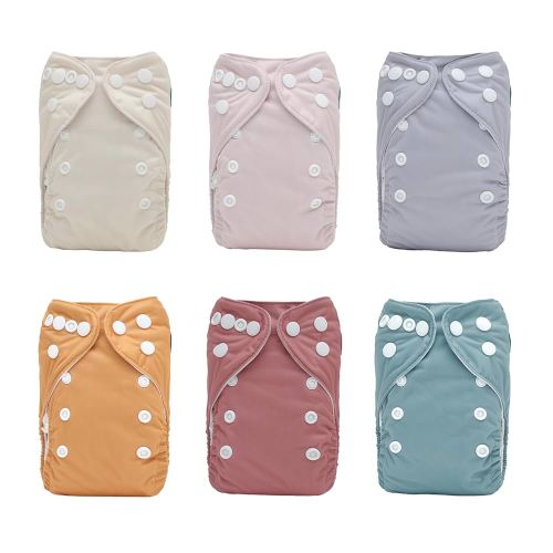 ALVABABY Newborn Cloth Diapers,Reusable Cloth Nappy for Preemie,6pcs Diaper Covers with 12 Newborn Diaper Inserts, Less Than 12pounds Baby Boy 6SVB109