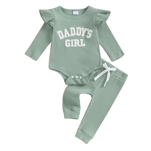 FYBITBO Fall Winter Baby Girls Clothes Newborn Knit Romper Ruffle Long Sleeve Bodysuit Pants Infant Outfits Clothing Sets