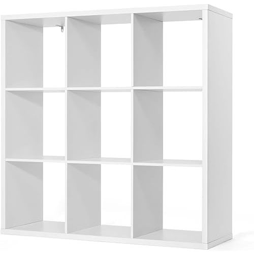 CAPHAUS Sturdy Room 13-Inch Cube Storage Organizer Shelf, with Extra Thick Exterior Edge, Open Storage Shelf Divider, Bookcase, 6-Cube / 8-Cube / 9-Cube, Colors Available in Rustic Grey Oak and White