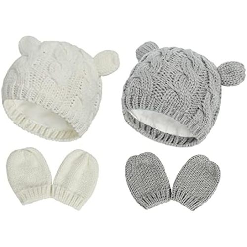 Baby Hat Glove Set Soft Newborn Mittens Baby Girl Boys Knitted Toddler Cap Infant Winter Beanie Mitten Sets
