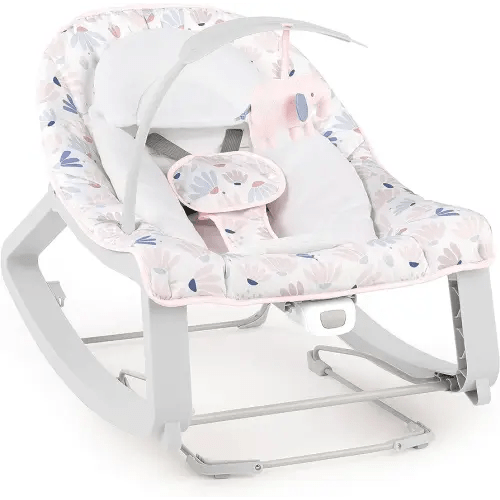 Ingenuity Keep Cozy 3-in-1 Grow with Me Vibrating Baby Bouncer Seat & Infant to Toddler Rocker, Vibrations & -Toy Bar, 0-30 Months Up to 40 lbs (Pink Burst)