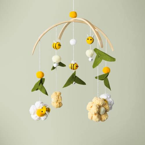 Bee baby mobile, Flower nursery mobile, Baby crib mobile, Bee mobile, Felt mobile, Flower mobile, Cot mobile, crochet baby mobile