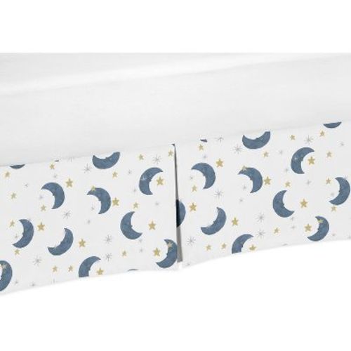 Sweet Jojo Designs Boy Or Girl Gender Neutral Unisex Baby Crib Bed Skirt Bear And Moon Blue And Gold