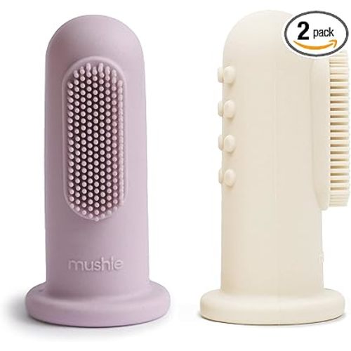 mushie Baby Finger Toothbrush (Soft Lilac/Ivory) 2-Pack