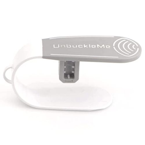 UnbuckleMe Car Seat Buckle Release Tool - As Seen on Shark Tank - Makes it Easy to Unbuckle a Child's Car Seat - Easy Tool for Parents, Grandparents & Older Children (1 Pack, Gray & White)