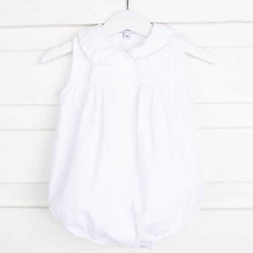 Pink Picot Trim Bubble White