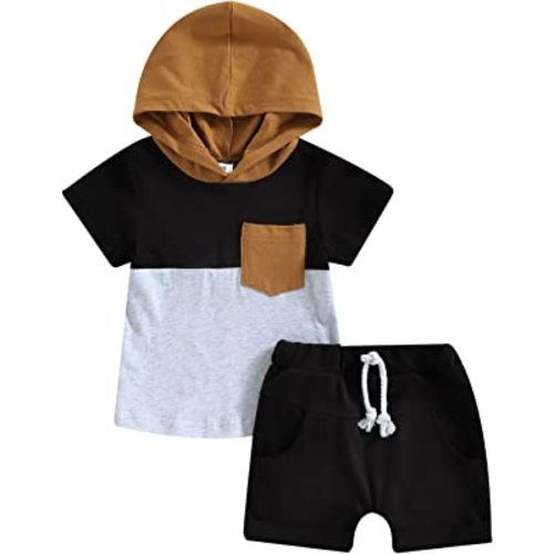 TheFound Toddler Boys Summer 2pcs Clothes Sets Hooded Tank Top Striped Shorts Cute Newborn Baby Boy Coming Home Outfit