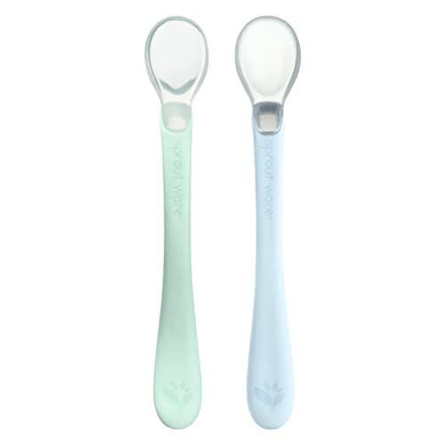 green sprouts Silicone and Sprout Ware First Food Spoons-Light Sage/Light Blueberry