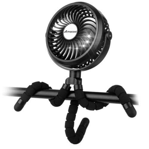 AMACOOL Battery Operated Stroller Fan Flexible Tripod Clip On Fan