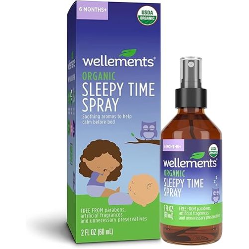Wellements Organic Sleepy Time Spray | Calming Spray for Babies and Kids | 100% Pure Organic Essential Oils | Soothing Aromas for a Peaceful Night's Sleep | Made Safe Certified | 2 Fl Oz. | 6 Months+