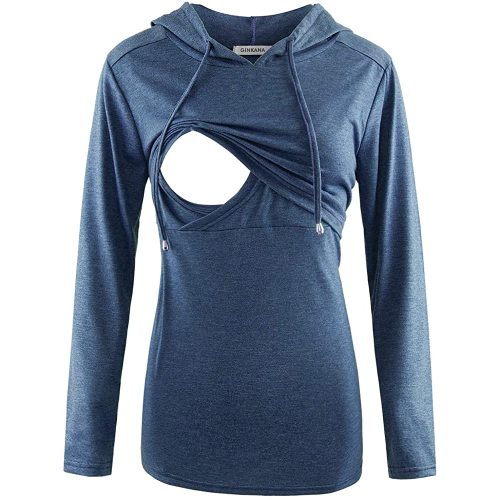 GINKANA Women's Nursing Hoodie Sweatshirt Long Sleeves Breastfeeding Maternity Tops Casual Clothes