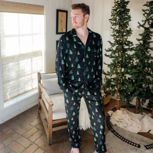 Men's Long Sleeve Pajama Set in Twinkle Tree