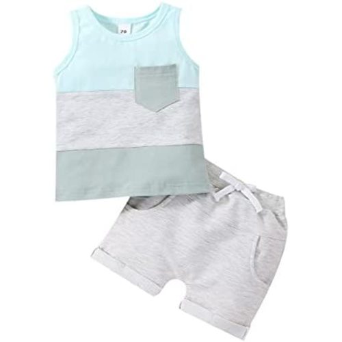 Kupretty Baby Boy Summer Clothes Sleeveless Tank Tops Vest T-Shirt + Casual Shorts Toddler Outfits Set