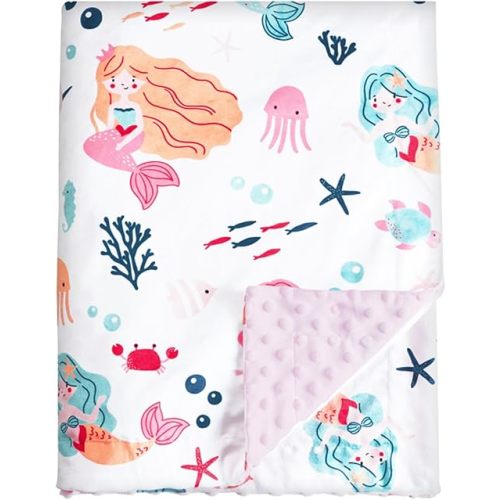 PHF Minky Baby Blanket for Girls with Double Layer and Soothing Raised Dotted Backing, Soft and Lightweight Reversible Receiving Blanket for Newborns, Infants, Babies, 30x40 Inches, Mermaid