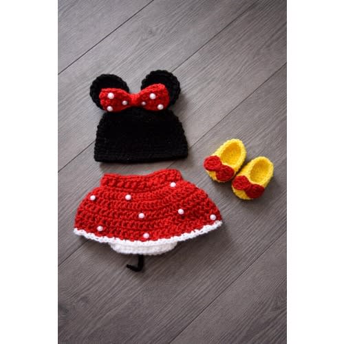 Crochet Minnie Mouse Costume: Baby Girl Outfit, Newborn Photography, MADE TO ORDER