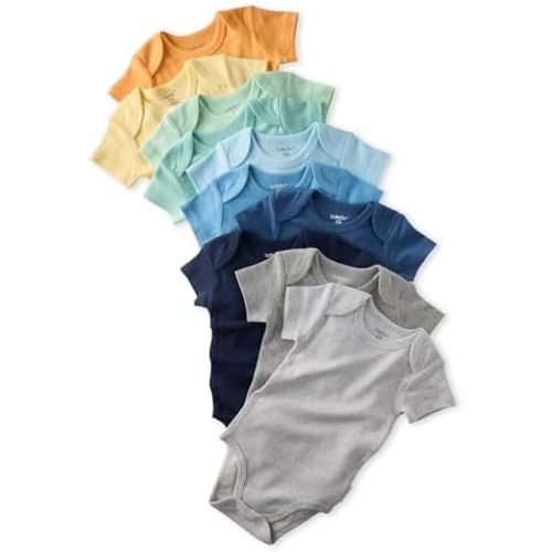 Baby Avery 10-pack Short Sleeve Bodysuits 100% Organic Cotton for Baby Boys & Girls