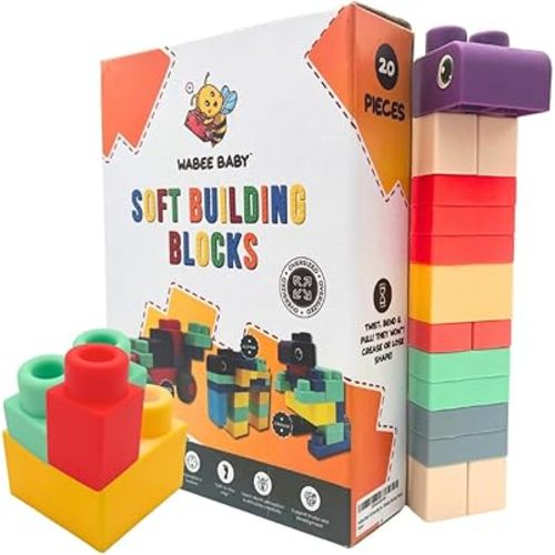 Large Soft Baby Toy Blocks for 6m and Toddlers, Giant 20-Pieces for Building Stacking Playing with Booklet, Gift, for 1 Year Old, 6-12 Months, 1-3 Years