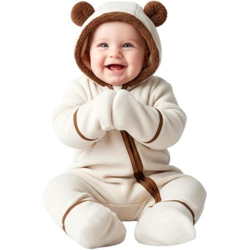 PATPAT Fleece Hooded Footed Clothes, Soft Warm Footie Covers, Car Seat Friendly, Easy Zip,Cute Romper Newborn Infant Jumpsuit