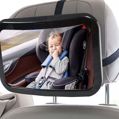Marretoo Baby Car Mirror, Wide Clear View, Shatterproof, Rear View for Toddler in Backseat, Black